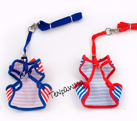 Nautical harness and leash (Red)